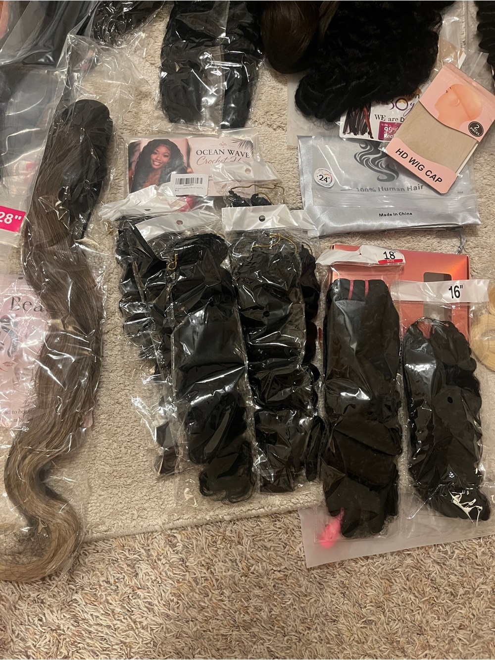 NWT Huge Assorted Real Human Hair Wigs & Extensions few synthetic pieces Bundle - Picture 7 of 15